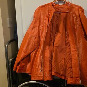 Plus Size Orange leather jacket Size 36
